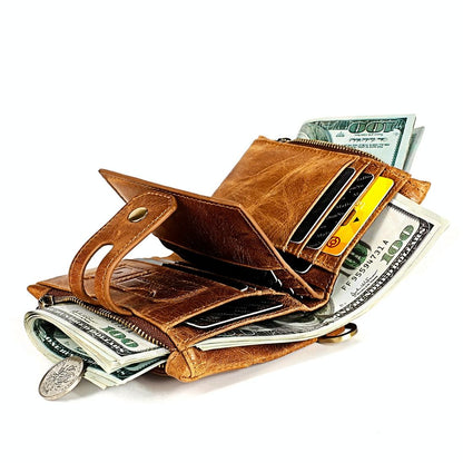 Men Rfid Leather Wallet with Card Slots - Red
