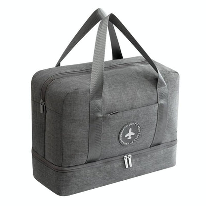 Travel-Ready Waterproof Beach Bag With Double Layer Design - Gray