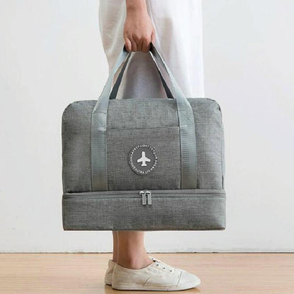 Travel-Ready Waterproof Beach Bag With Double Layer Design - Gray