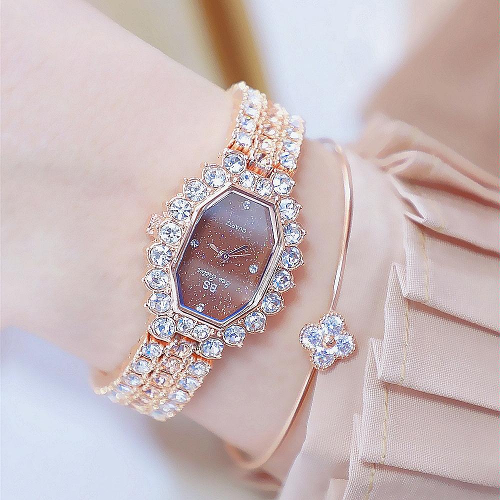 Sparkling Full Diamond Women Watch - Niche Glitter - Rose Coffee