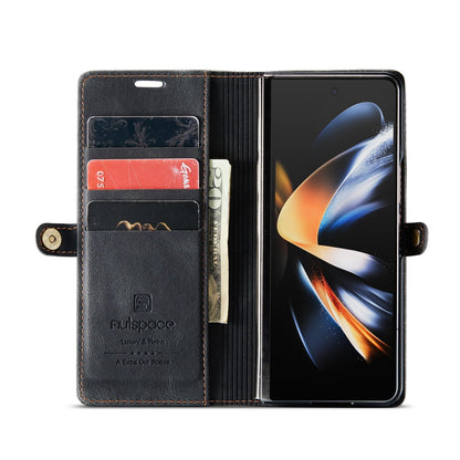 Vintage Rfid Leather Phone Case for Samsung Galaxy z Fold 4 - Coffee