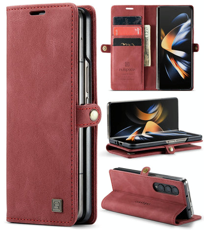 Vintage Rfid Leather Phone Case for Samsung Galaxy z Fold 4 - Coffee