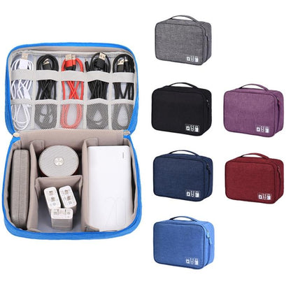 Versatile Cationic Digital Storage Bag for Data Cables - Black