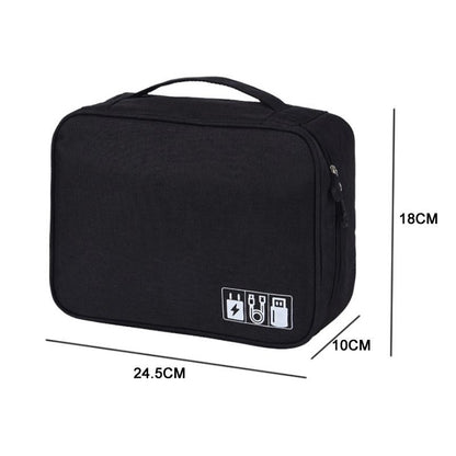 Versatile Cationic Digital Storage Bag for Data Cables - Black