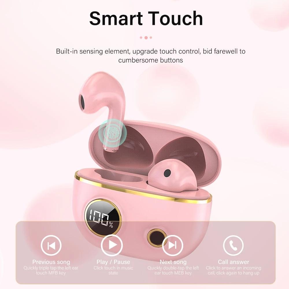 Waterproof 9d Stereo Bluetooth Earphones with Charging Case - Pink