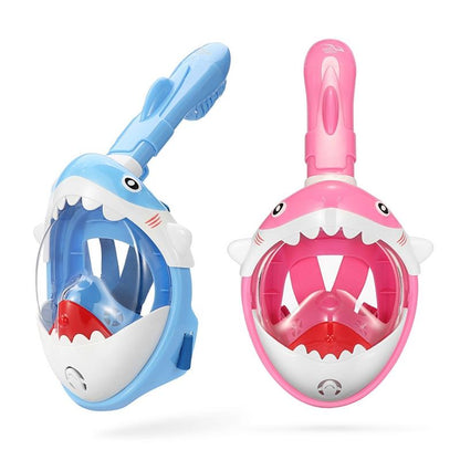 Full Dry Cartoon Kids Diving Mask for Snorkeling - Shark Pink