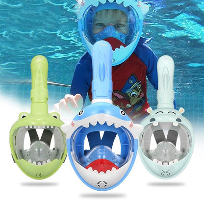 Full Dry Cartoon Kids Diving Mask for Snorkeling - Shark Pink