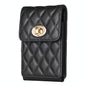 Vertical Card Bag With Metal Buckle For Mobile Phones - Black