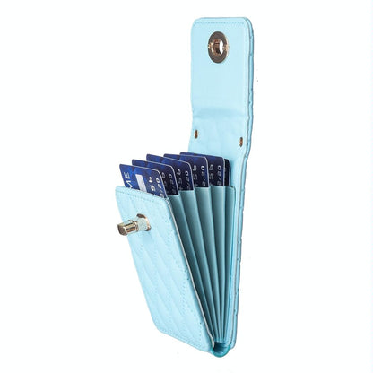 Vertical Card Bag With Metal Buckle For Mobile Phones - Black