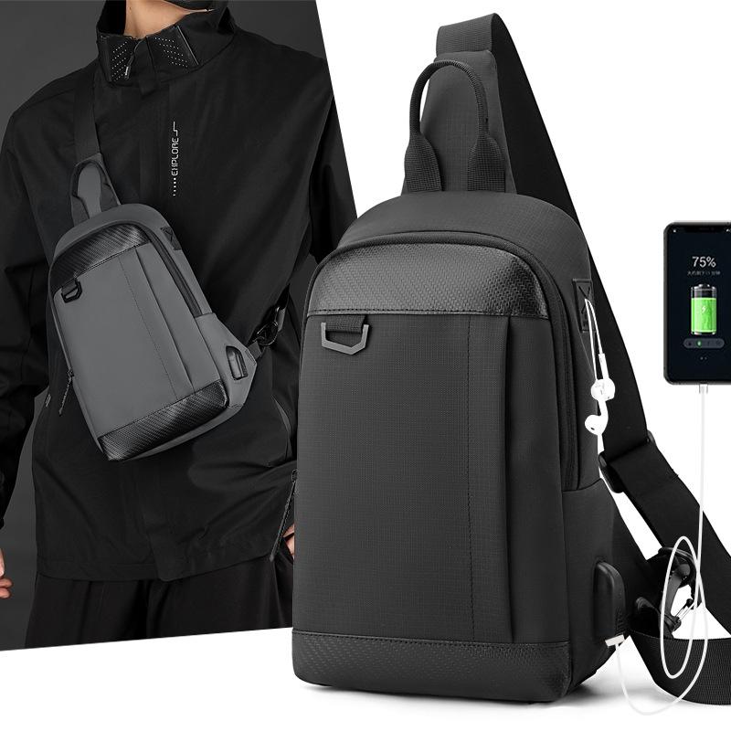 Waterproof Men Chest Bag Multifunctional Shoulder Crossbody For Riding And Casual Use - Dark Blue