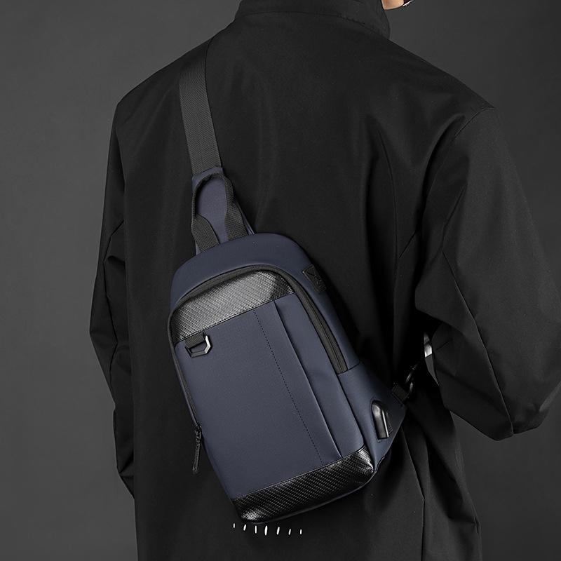Waterproof Men Chest Bag Multifunctional Shoulder Crossbody For Riding And Casual Use - Dark Blue