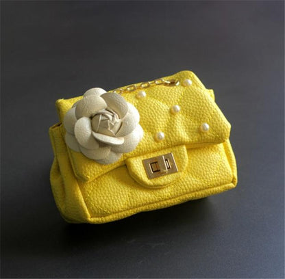 Glitter Flower Chain Kid Shoulder Bag - Yellow