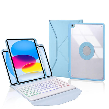 Bluetooth Keyboard Leather Tablet Case With Pen Slot And Backlight - Green