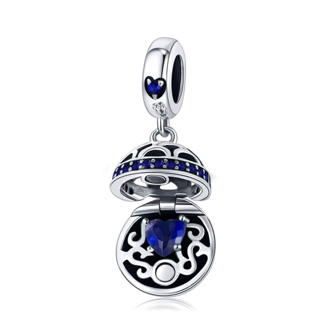 925 Sterling Silver Surprise Love Pendant For Diy Bracelets & Necklaces - Blue