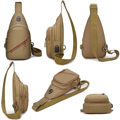 Men Oxford Cloth Crossbody Chest Bag Outdoor Leisure Single Shoulder Bag - Au Digital
