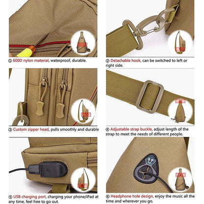Men Oxford Cloth Crossbody Chest Bag Outdoor Leisure Single Shoulder Bag - Au Digital