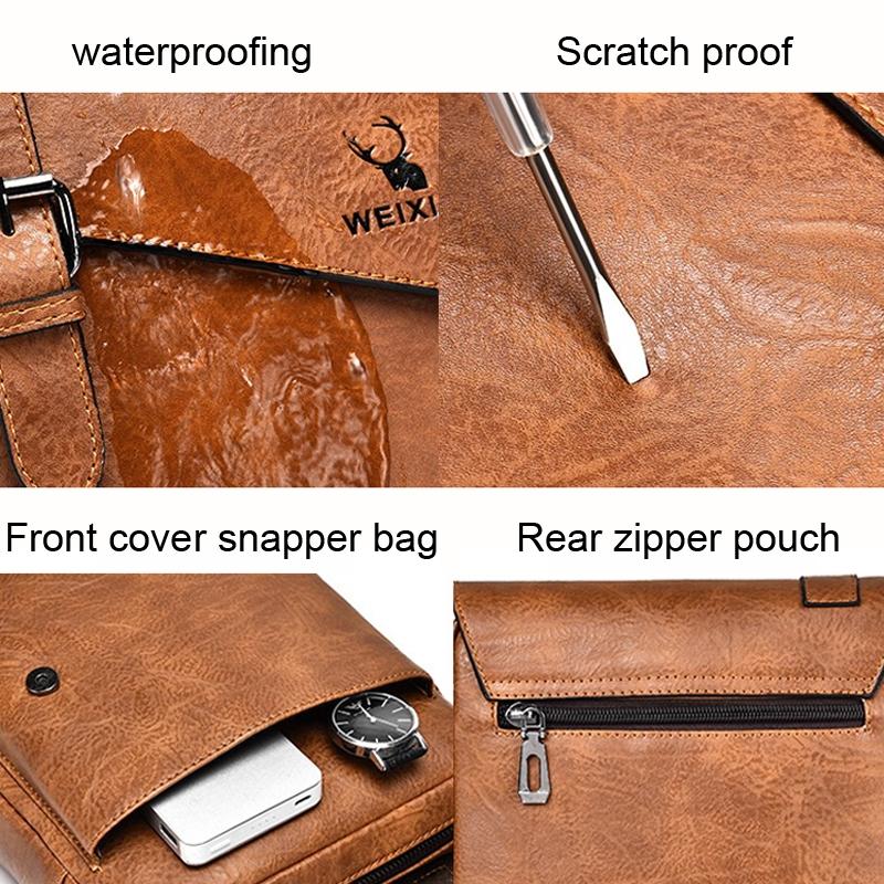 Retro Crossbody Messenger Bag Large Capacity - Dark Brown