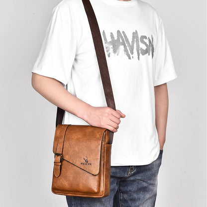Retro Crossbody Messenger Bag Large Capacity - Dark Brown