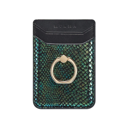 Rfid Snake Texture Phone Card Bag With Ring Fits Most Phones - Rose Gold