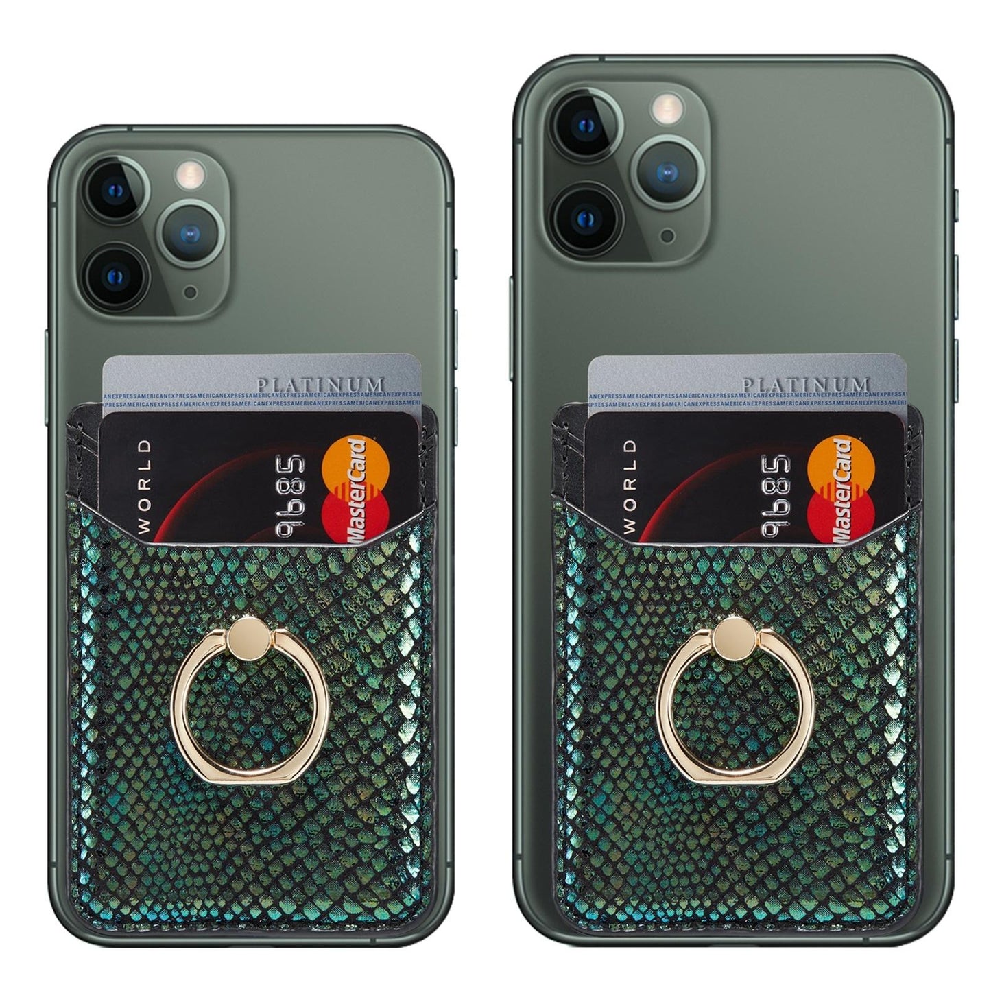 Rfid Snake Texture Phone Card Bag With Ring Fits Most Phones - Rose Gold