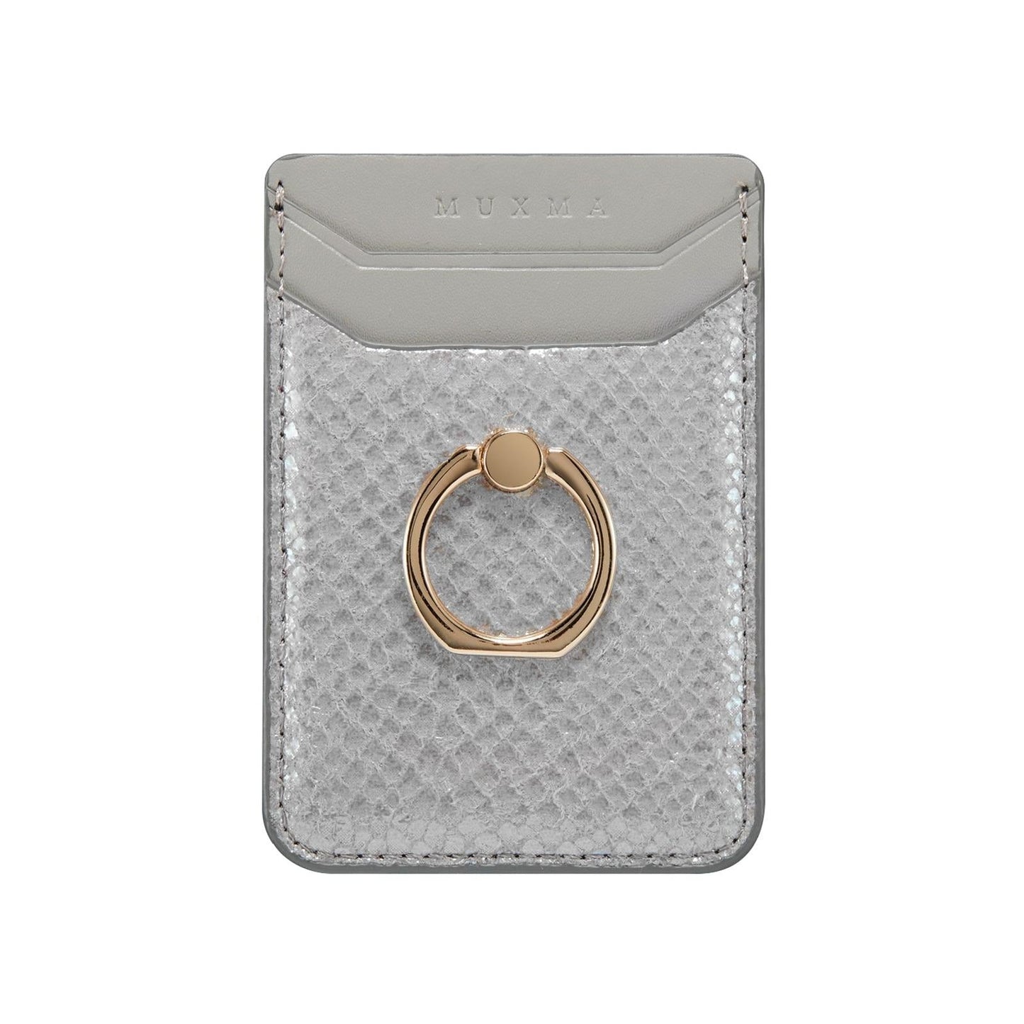 Rfid Snake Texture Phone Card Bag With Ring Fits Most Phones - Rose Gold