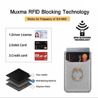 Rfid Snake Texture Phone Card Bag With Ring Fits Most Phones - Rose Gold