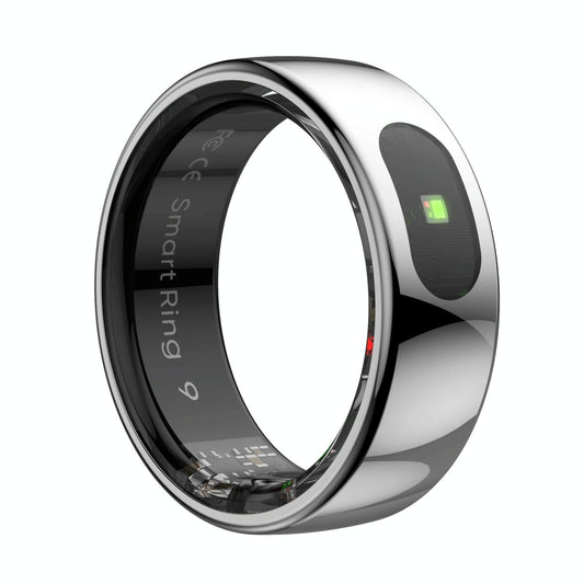 Smart Ring Heart Rate Blood Oxygen Sleep Sports Size 10 - Silver
