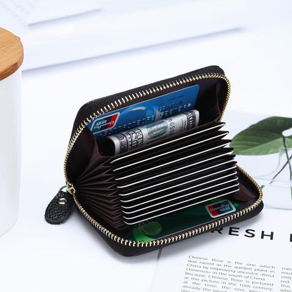 Multi Position Zipper Organ Card Holder Versatile Business Accessory - Purple
