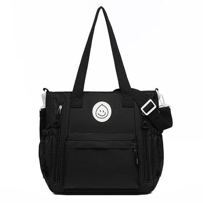 Versatile Contrast Shoulder Bag For Students - White Blue
