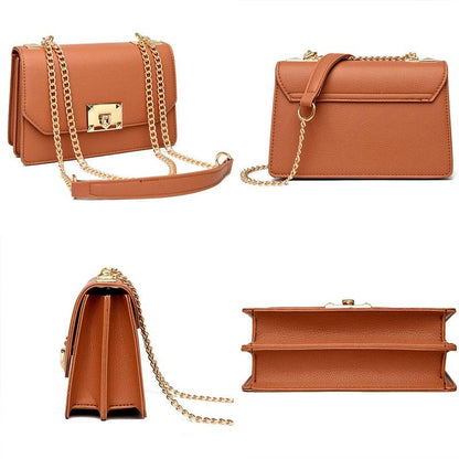 Small Square Flap Lock Crossbody Bag For Women - Black