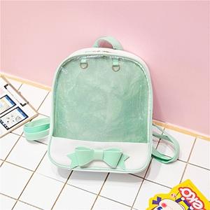 Mini Clear Kids Backpack With Bow - Perfect For School - Green