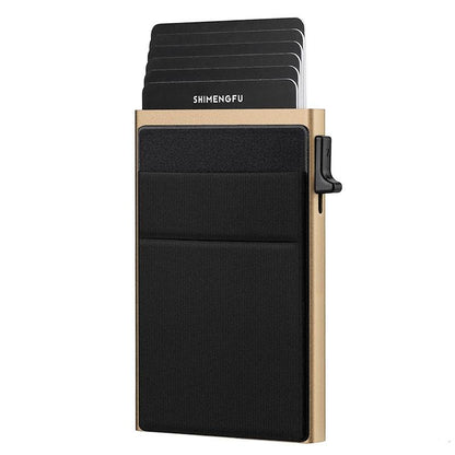 Men Slim Metal Rfid Blocking Wallet - Gold