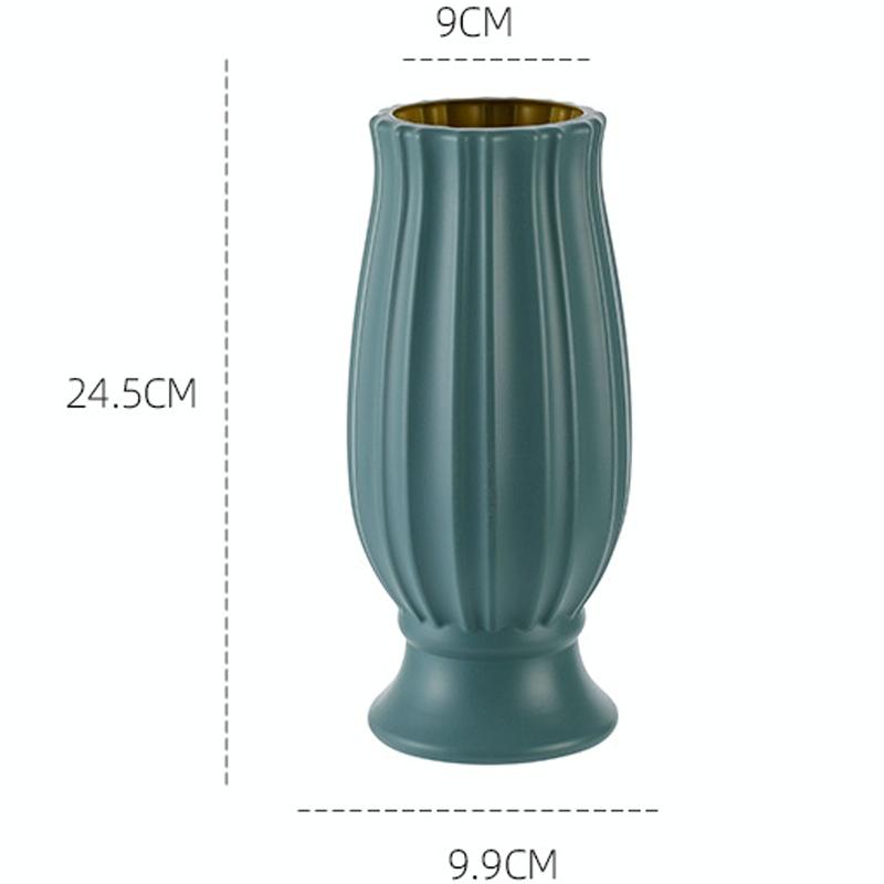 Soft Dried Flower Vase Arrangement For Living Room Decor - Light Green