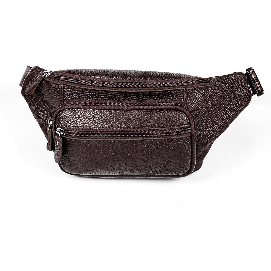 Outdoor Leather Shoulder Bag For Sports & Phone - Brown