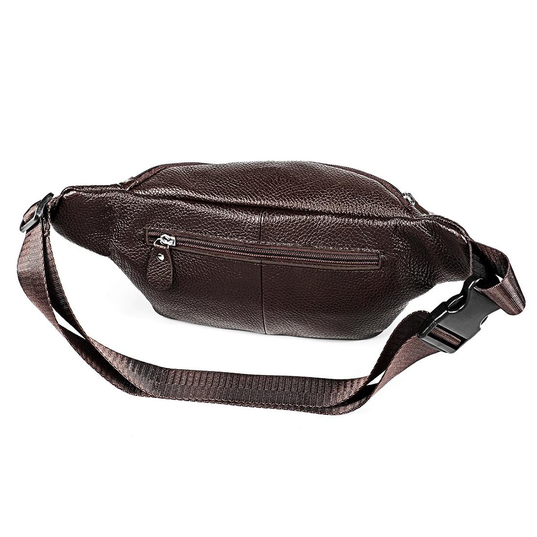 Outdoor Leather Shoulder Bag For Sports & Phone - Brown