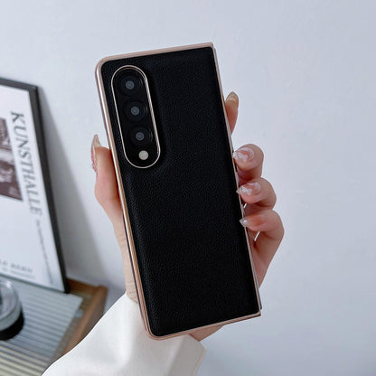 For Samsung Galaxy Z Fold4 5G Leather Phone Case - Nano Plating - Dark Green