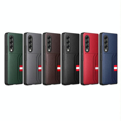 For Samsung Galaxy Z Fold4 5G Litchi Texture Microfiber Case - Brown