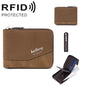 Retro Rfid Blocking Zip Wallet with Short Coin Pocket - Light Brown