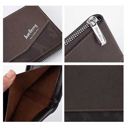 Retro Rfid Blocking Zip Wallet with Short Coin Pocket - Light Brown