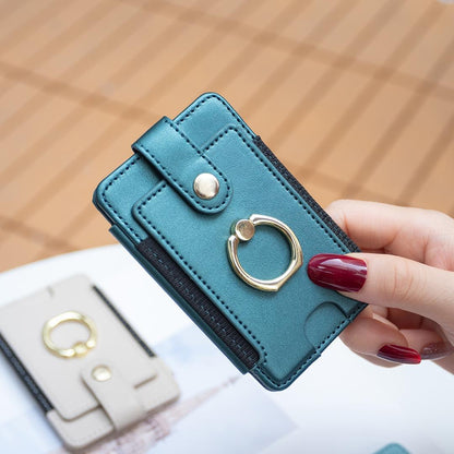 Metal Ring Card Bag Sticker For Mobile Phones - Black