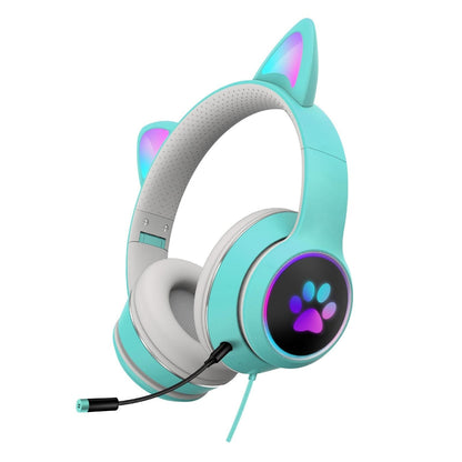 Foldable Led Headset With Mic Usb + 3.5Mm Port - Grey