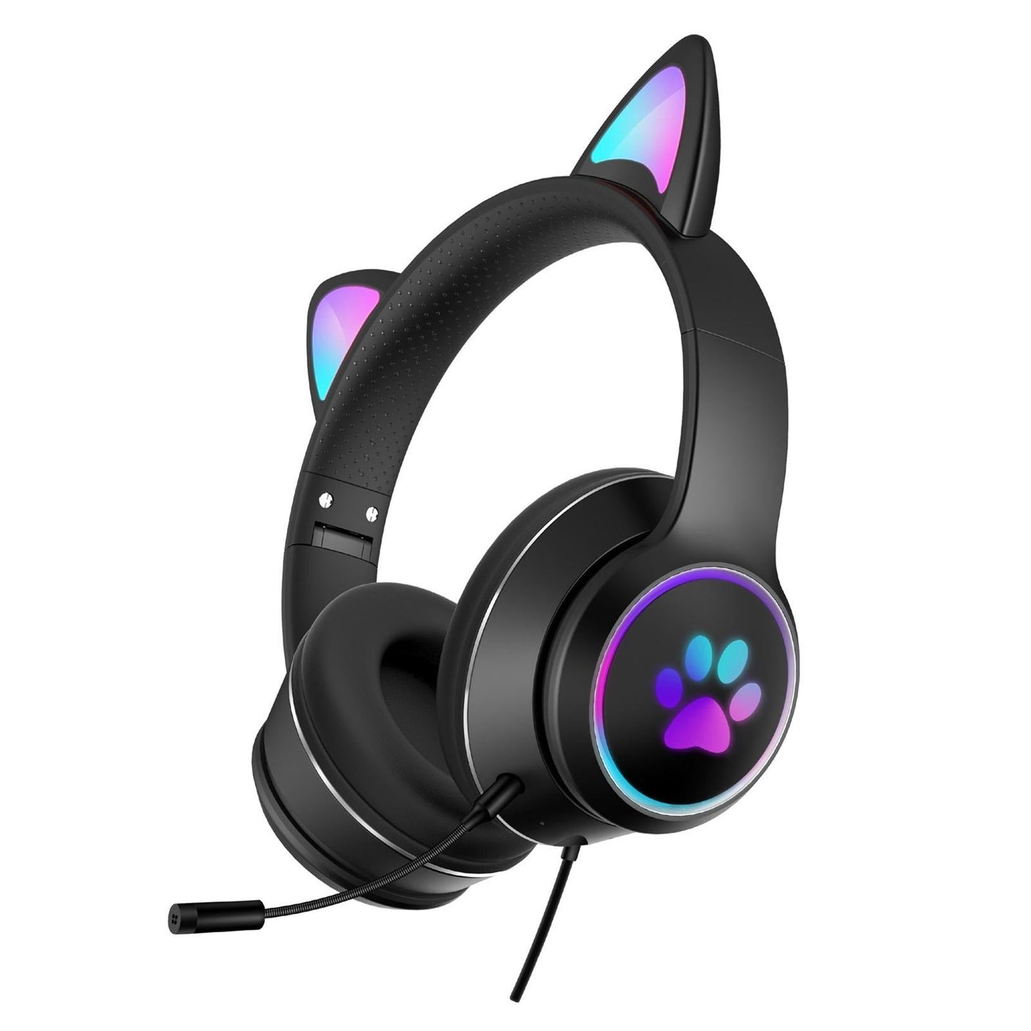 Foldable Led Headset With Mic Usb + 3.5Mm Port - Grey
