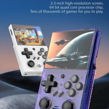 64G Handheld Game Console With 10 000+ Games - 3.5 Inch Transparent Black - Transparent Orange