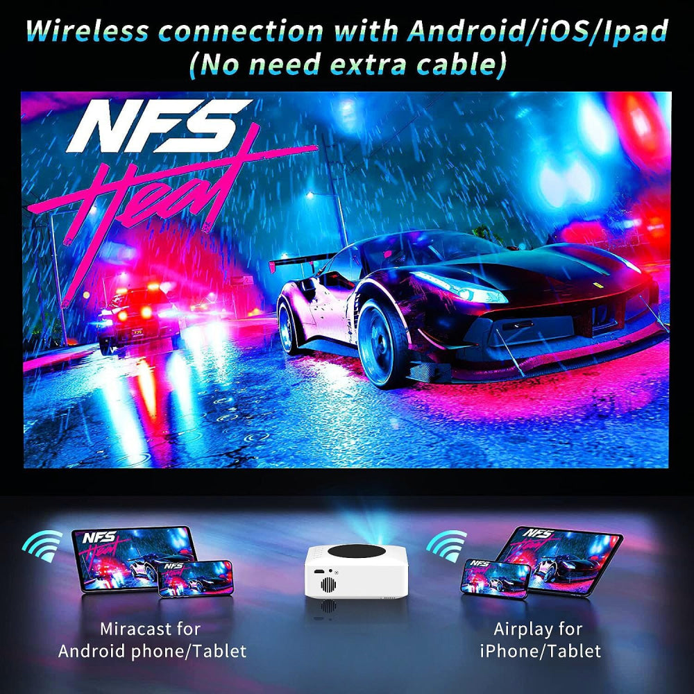 1080P Mini Wifi Projector - Wireless Screen Mirroring
