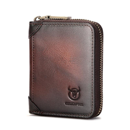 Rfid Anti Theft Cowhide Card Holder Wallet Coffee