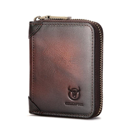 Rfid Anti Theft Cowhide Card Holder Wallet Coffee