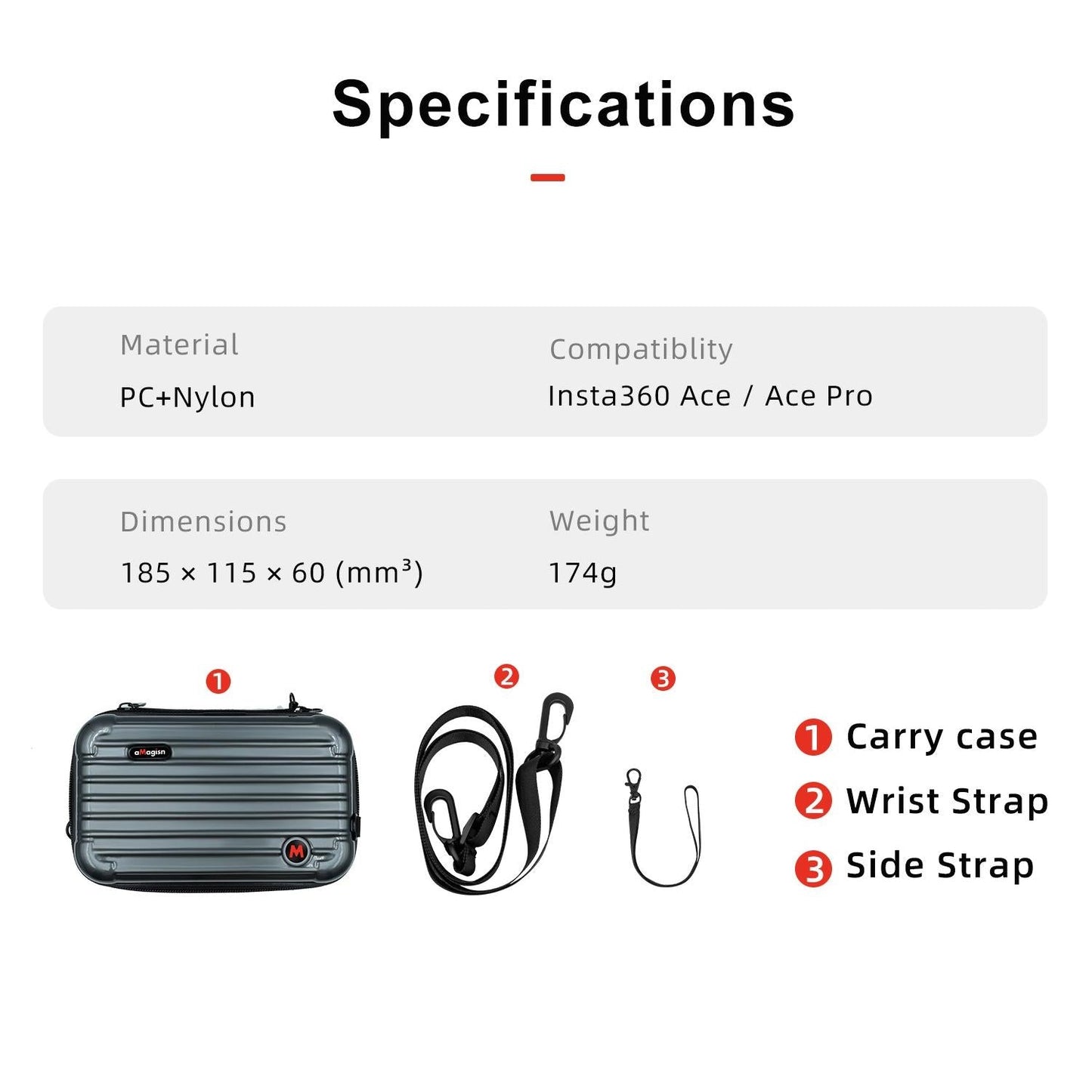 18.5 x 11.5 x 6cm Small Organizer Bag for Sports Camera Accessories - Pearl White