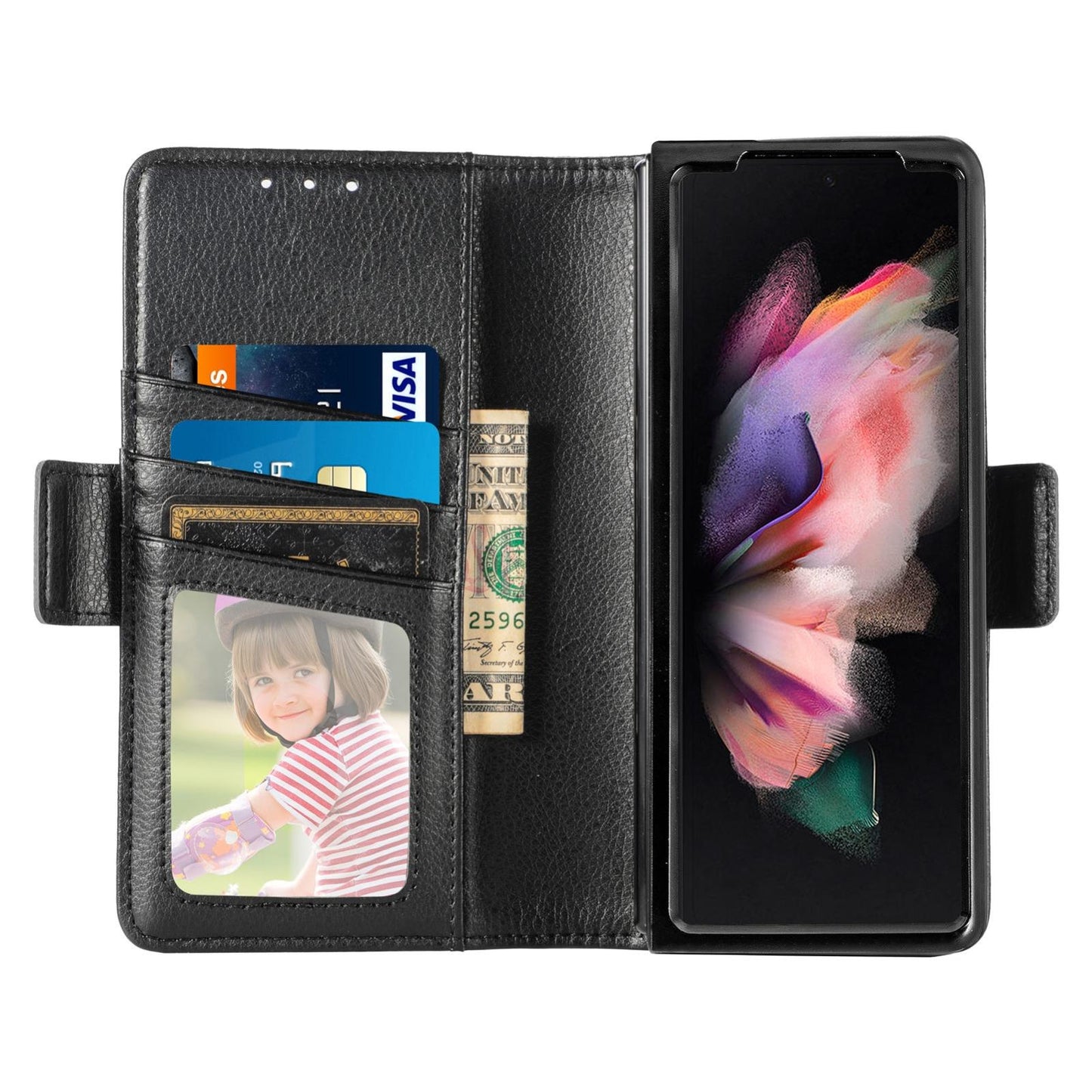 For Samsung Galaxy Z Fold4 5G Litchi Pattern Case With Pen And Card Slots - 4 - Rose Gold