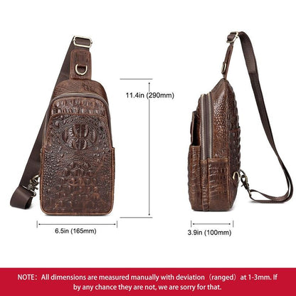 Leather Men Crossbody Bag - Black