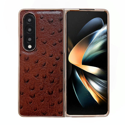 For Samsung Galaxy Z Fold4 5G Ostrich Leather Phone Case - Black